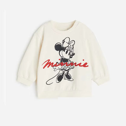 Minnie Magic: Cartoon Full-Print Sweatshirt and Pants Set for Girls