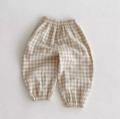 TinyTrend™ Vintage Cotton Stripe Pants – Unisex Casual Trousers with Pockets for Toddlers